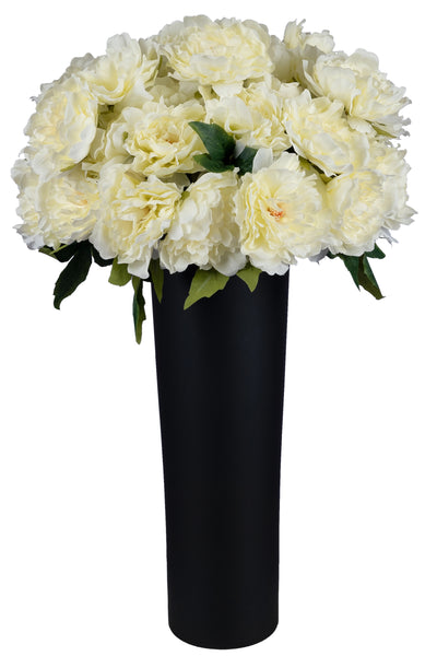 Bujor artificial alb cu 5 flori D30xH45 cm