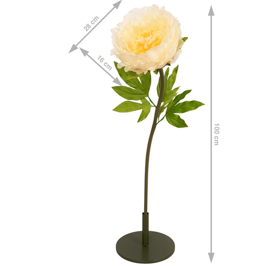 Bujor artificial D28xH100 cm galben cu tulpina gigant L fara suport