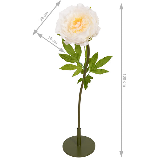 Bujor artificial D28xH100 cm ivory cu tulpina gigant L fara suport