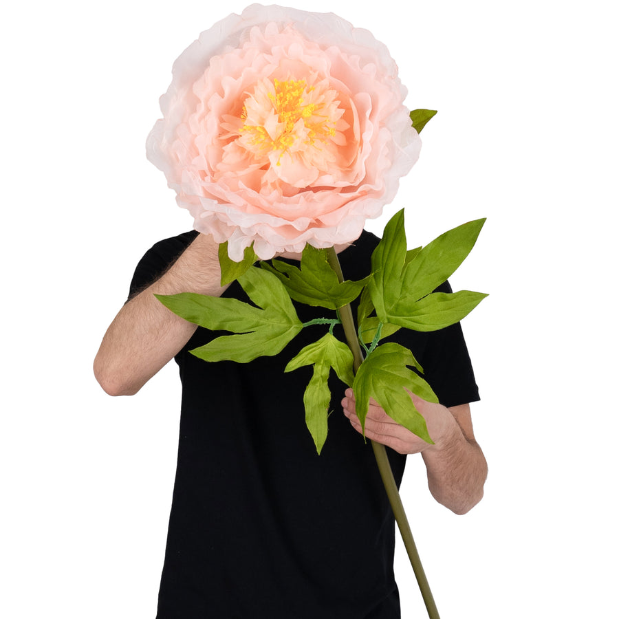 Bujor artificial D28xH100 cm piersica cu tulpina gigant L fara suport