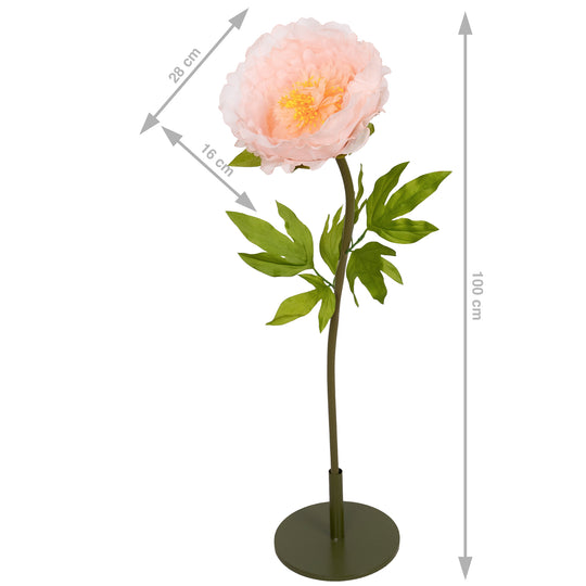 Bujor artificial D28xH100 cm piersica cu tulpina gigant L fara suport