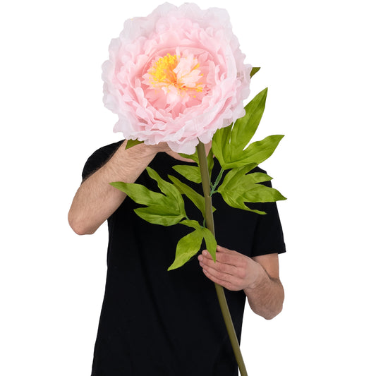 Bujor artificial D28xH100 cm roz pal cu tulpina gigant L fara suport