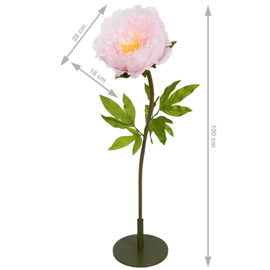 Bujor artificial D28xH100 cm roz pal cu tulpina gigant L fara suport