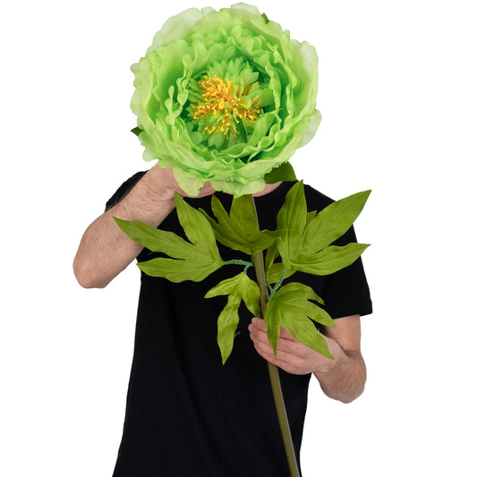 Bujor artificial D28xH100 cm verde cu tulpina gigant L fara suport