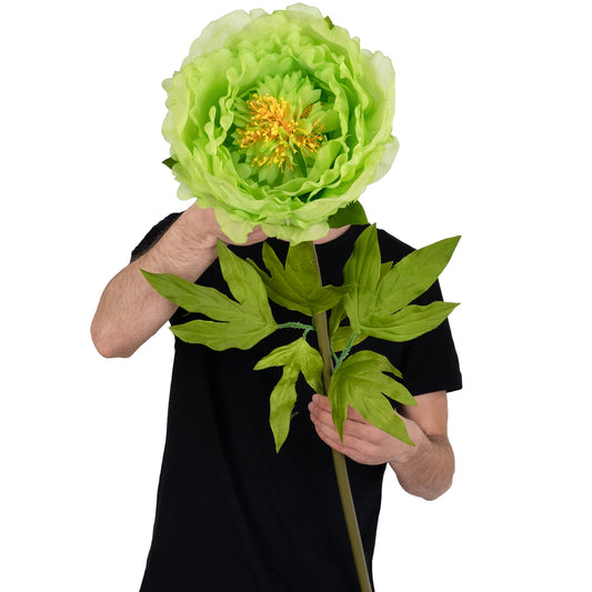 Bujor artificial D28xH100 cm verde cu tulpina gigant L fara suport