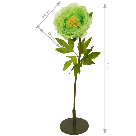 Bujor artificial D28xH100 cm verde cu tulpina gigant L fara suport