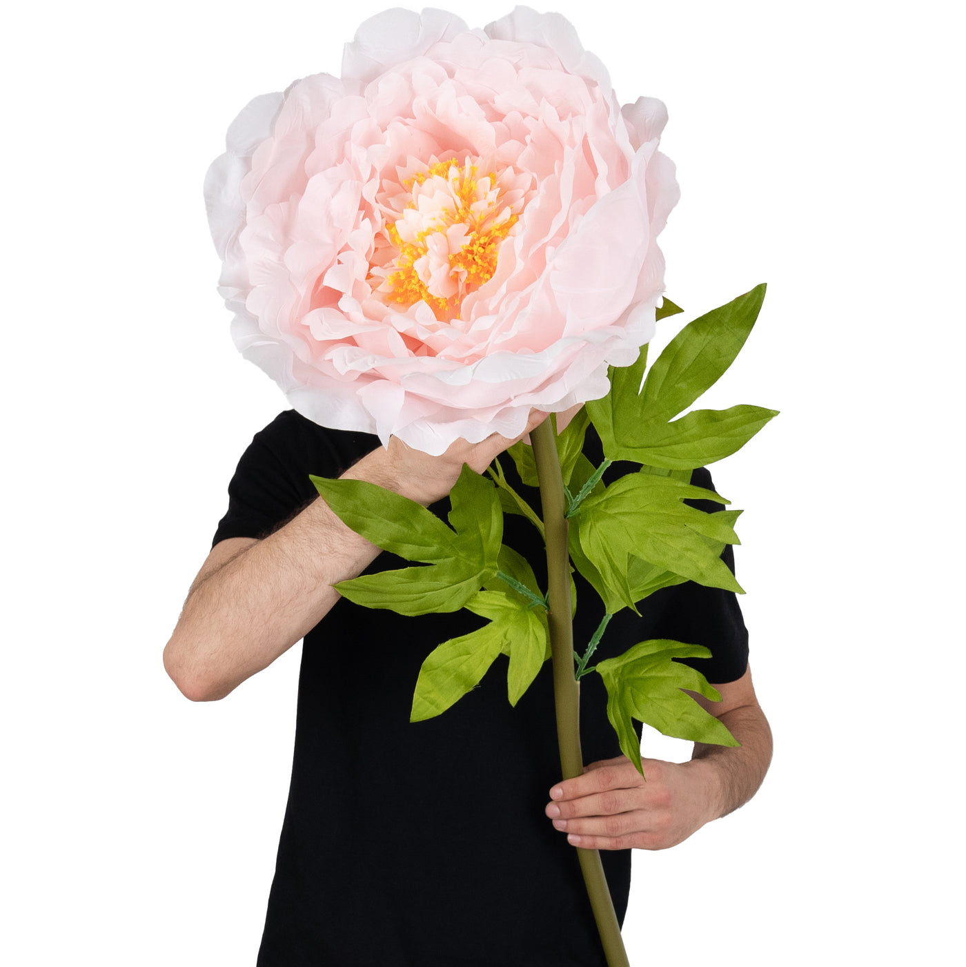 Bujor artificial D38xH110 cm roz deschis cu tulpina gigant XL fara suport