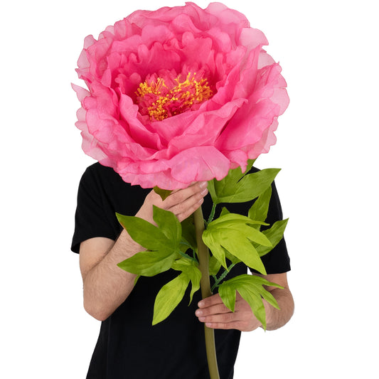 Bujor artificial D38xH115 cm roz cyclame cu tulpina gigant XL fara suport