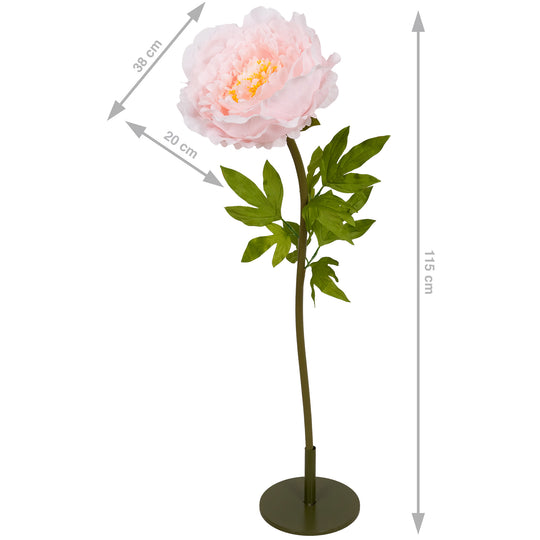 Bujor artificial D38xH115 cm roz deschis cu tulpina gigant XL fara suport