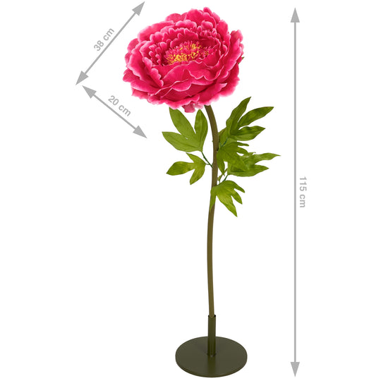 Bujor artificial D38xH115 cm roz magenta cu tulpina gigant XL fara suport