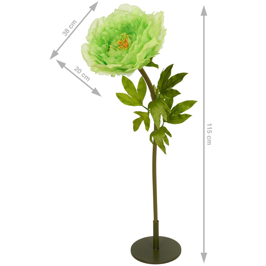 Bujor artificial D38xH115 cm verde cu tulpina gigant XL fara suport