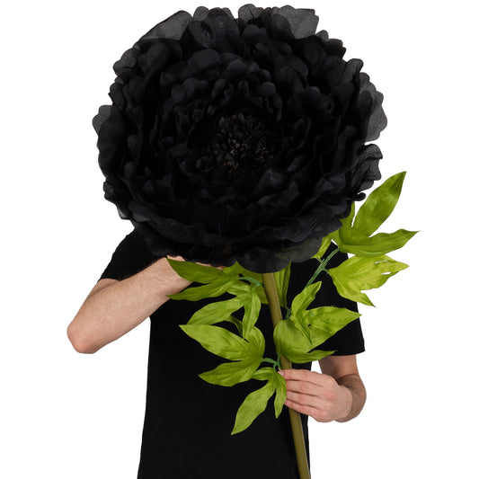 Bujor artificial D48xH130 cm negru cu tulpina gigant XXL fara suport