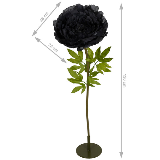 Bujor artificial D48xH130 cm negru cu tulpina gigant XXL fara suport