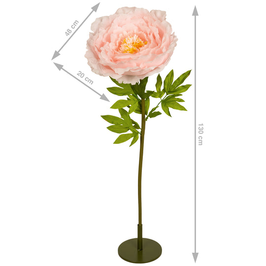 Bujor artificial D48xH130 cm piersica cu tulpina gigant XXL fara suport