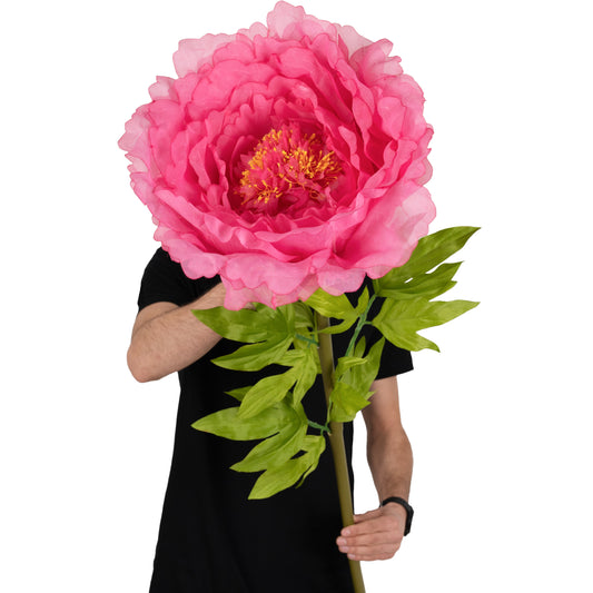 Bujor artificial D48xH130 cm roz cyclame cu tulpina gigant XXL fara suport