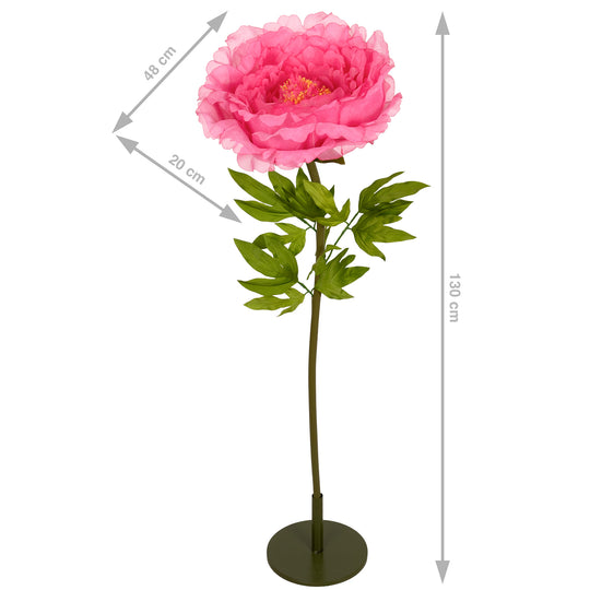 Bujor artificial D48xH130 cm roz cyclame cu tulpina gigant XXL fara suport