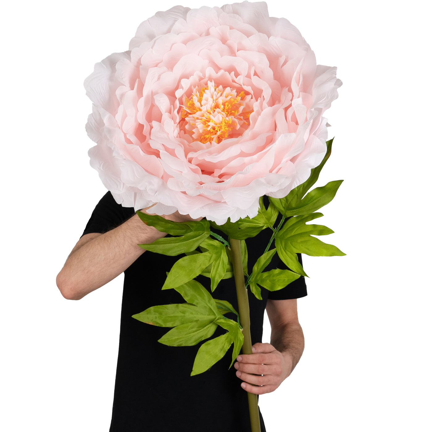 Bujor artificial D48xH130 cm roz deschis cu tulpina gigant XXL fara suport