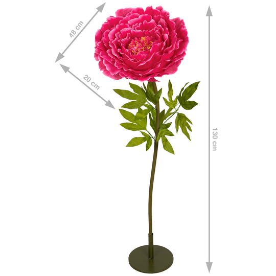 Bujor artificial D48xH130 cm roz magenta cu tulpina gigant XXL fara suport