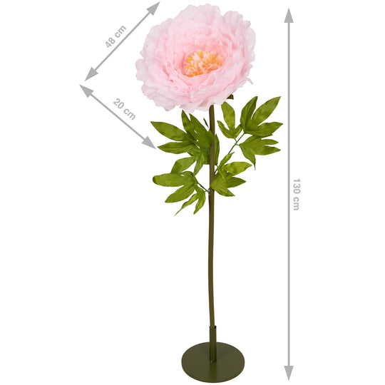 Bujor artificial D48xH130 cm roz pal cu tulpina gigant XXL fara suport