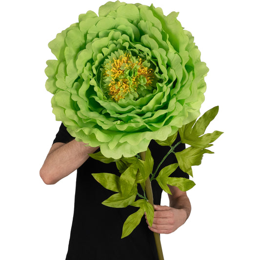 Bujor artificial D48xH130 cm verde cu tulpina gigant XXL fara suport