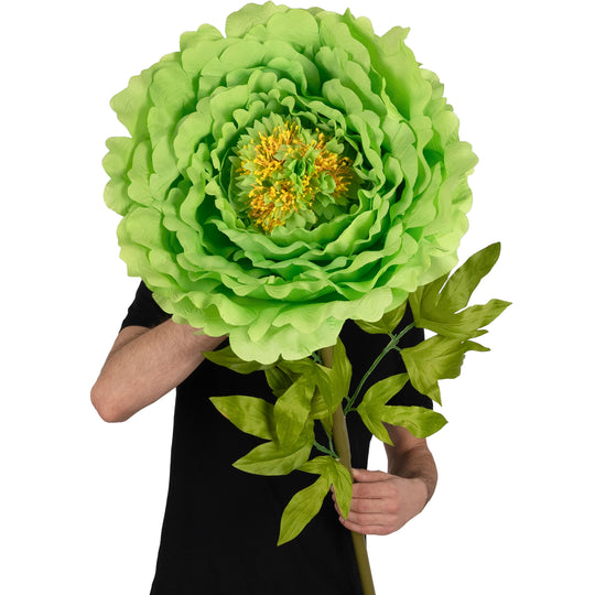 Bujor artificial D48xH130 cm verde cu tulpina gigant XXL fara suport