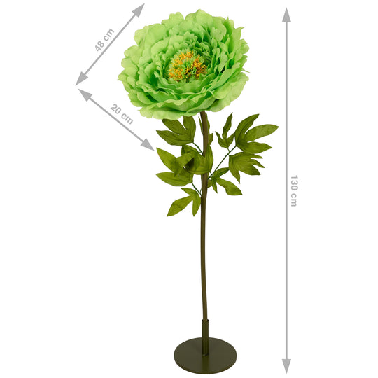 Bujor artificial D48xH130 cm verde cu tulpina gigant XXL fara suport