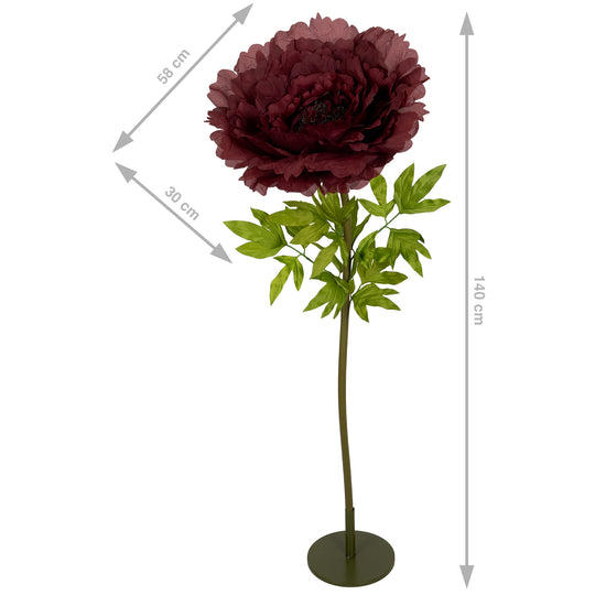 Bujor artificial D58xH140 cm burgundy cu tulpina gigant XXXL fara suport