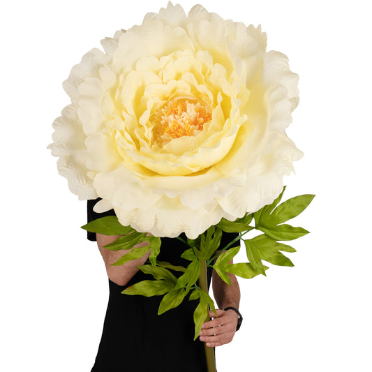 Bujor artificial D58xH140 cm galben cu tulpina gigant XXXL fara suport