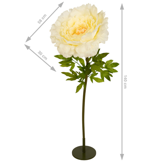 Bujor artificial D58xH140 cm galben cu tulpina gigant XXXL fara suport