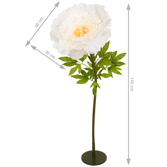 Bujor artificial D58xH140 cm ivory cu tulpina gigant XXXL fara suport