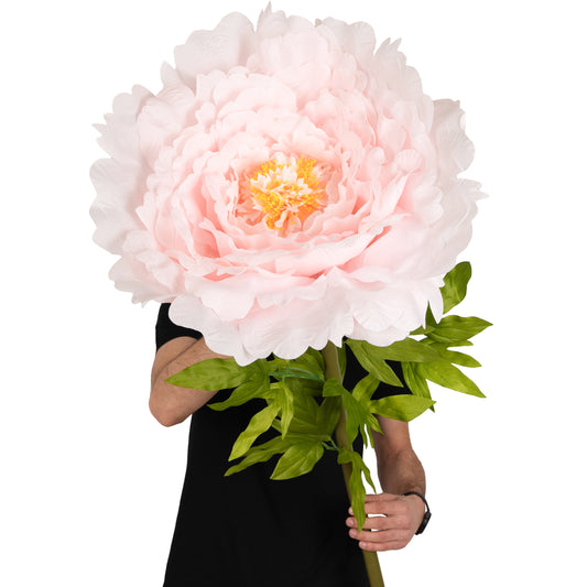 Bujor artificial D58xH140 cm roz deschis cu tulpina gigant XXXL fara suport