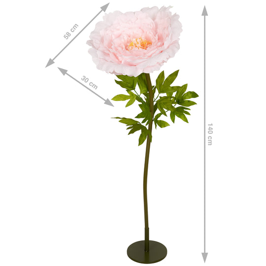 Bujor artificial D58xH140 cm roz deschis cu tulpina gigant XXXL fara suport