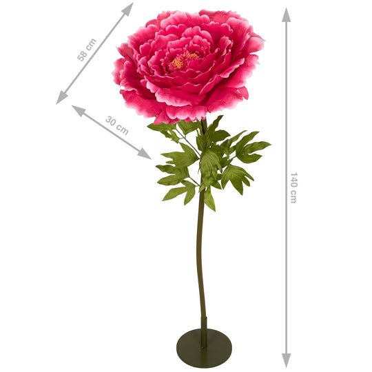 Bujor artificial D58xH140 cm roz magenta cu tulpina gigant XXXL fara suport