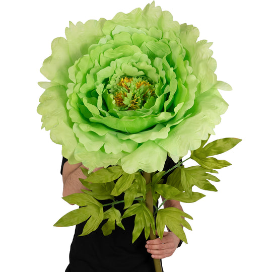 Bujor artificial D58xH140 cm verde cu tulpina gigant XXXL fara suport