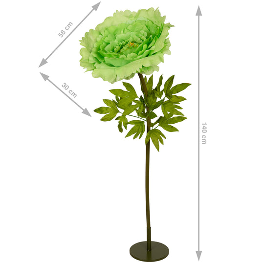 Bujor artificial D58xH140 cm verde cu tulpina gigant XXXL fara suport