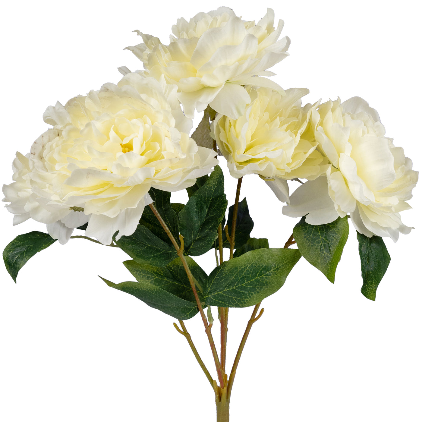 Bujor artificial alb cu 5 flori D30xH45 cm