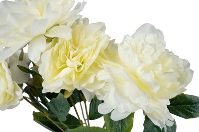 Bujor artificial alb cu 5 flori D30xH45 cm