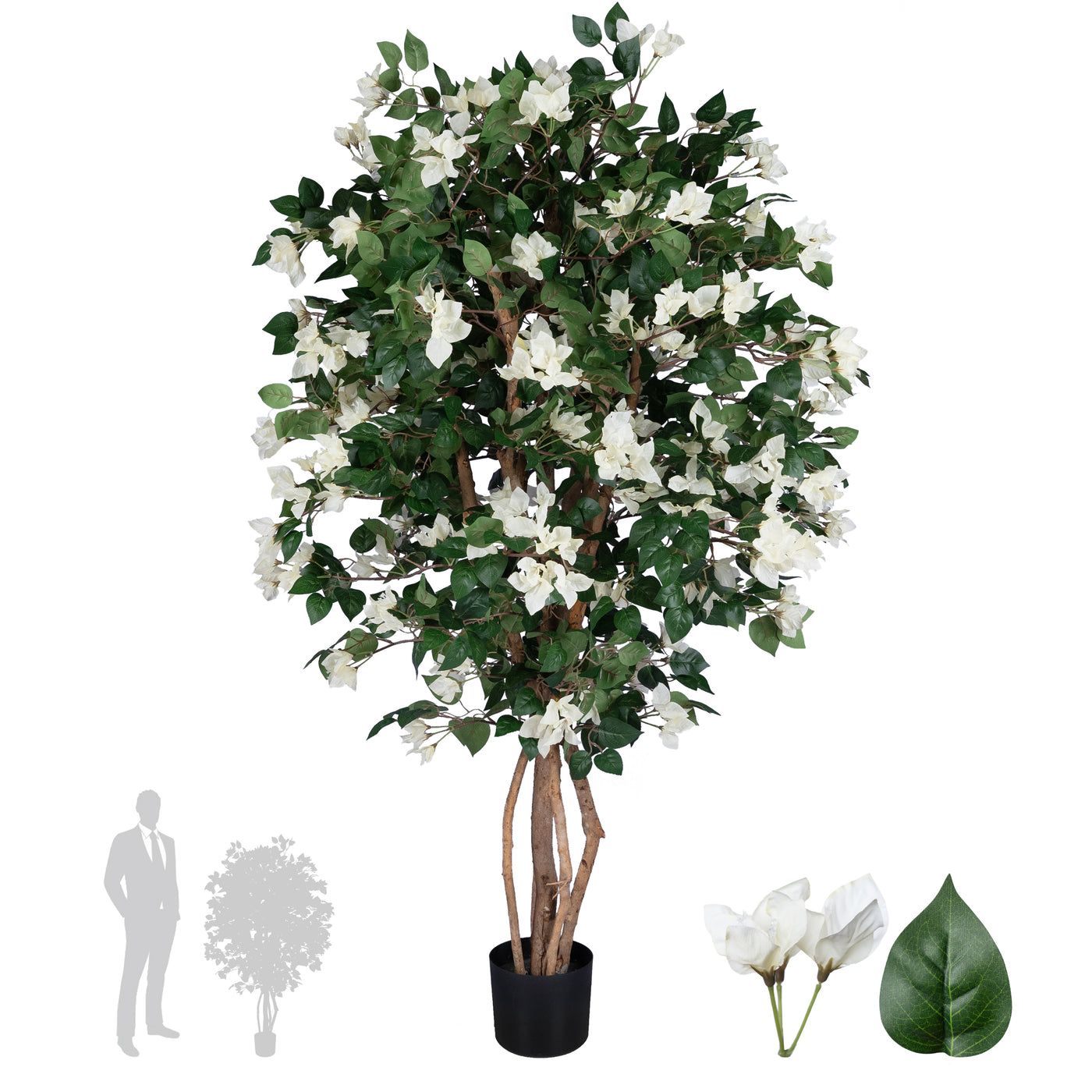 Copac artificial Bougainvilea cu flori albe H150 cm