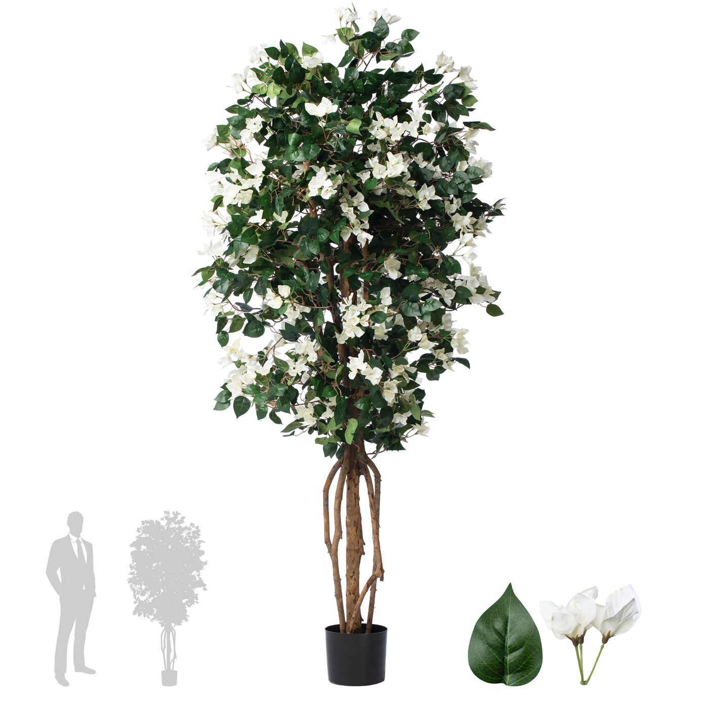 Copac artificial Azalea cu flori albe H180 cm