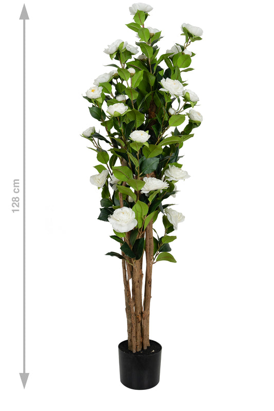 Copac artificial Camelia Japonica H120 cm cu 261 frunze si 36 flori crem