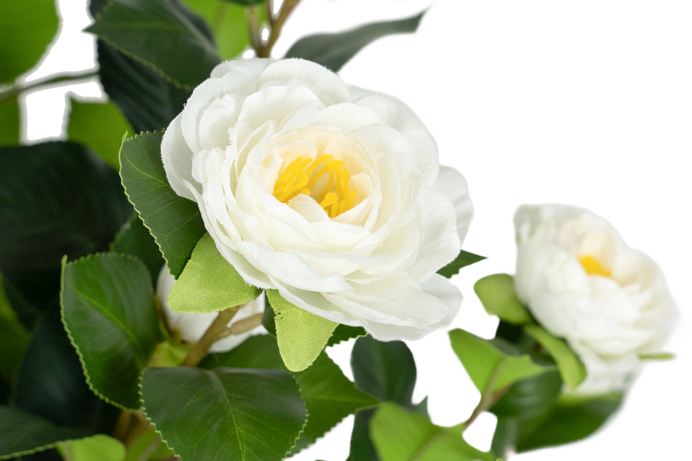 Copac artificial Camelia Japonica H120 cm cu 261 frunze si 36 flori crem