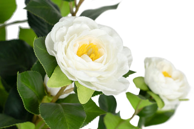 Copac artificial Camelia Japonica H120 cm cu 261 frunze si 36 flori crem