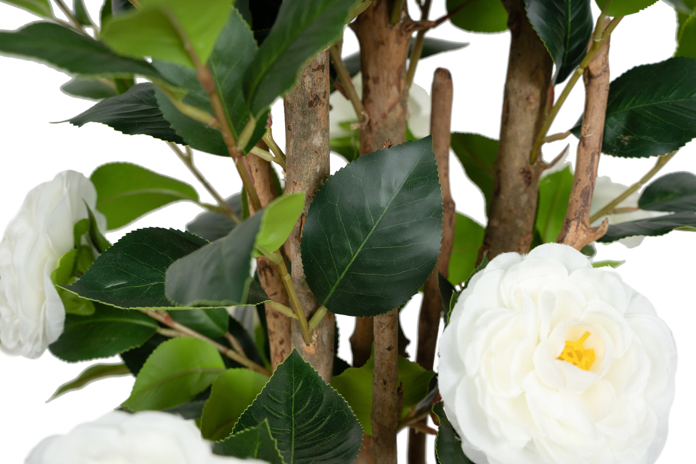 Copac artificial Camelia Japonica H120 cm cu 261 frunze si 36 flori crem