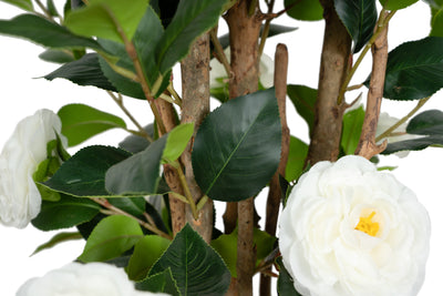 Copac artificial Camelia Japonica H120 cm cu 261 frunze si 36 flori crem