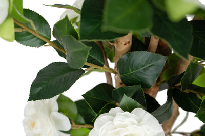 Copac artificial Camelia Japonica H120 cm cu 261 frunze si 36 flori crem