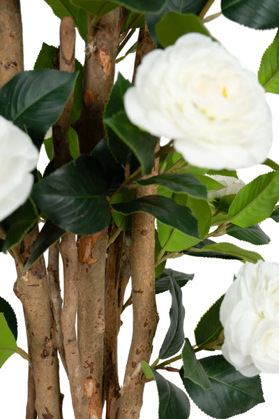 Copac artificial Camelia Japonica H120 cm cu 261 frunze si 36 flori crem