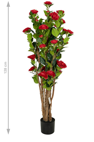 Copac artificial Camelia Japonica H120 cm cu 261 frunze si 36 flori rosii