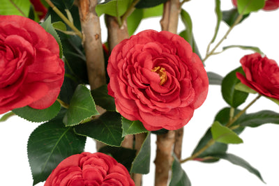 Copac artificial Camelia Japonica H120 cm cu 261 frunze si 36 flori rosii