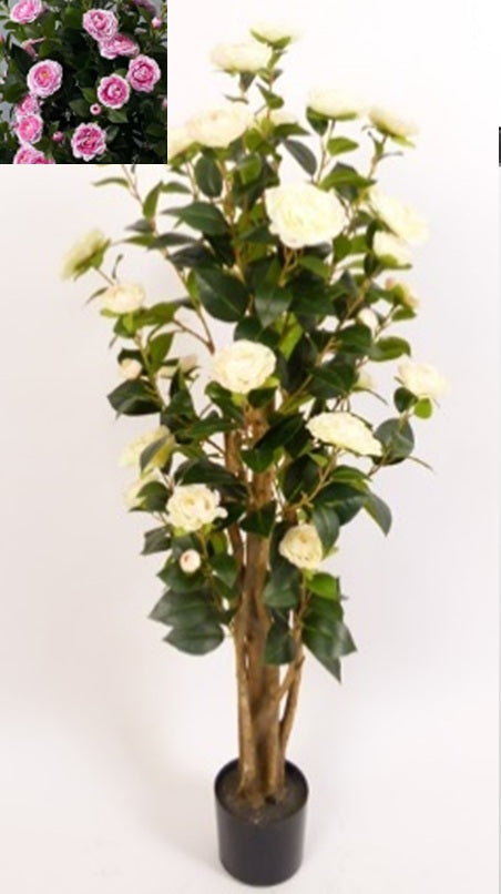 Copac artificial Camelia Japonica H120 cm cu 261 frunze si 36 flori roz