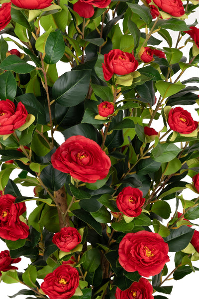 Copac artificial Camelia Japonica H120 cm cu 380 frunze si 38 flori rosii
